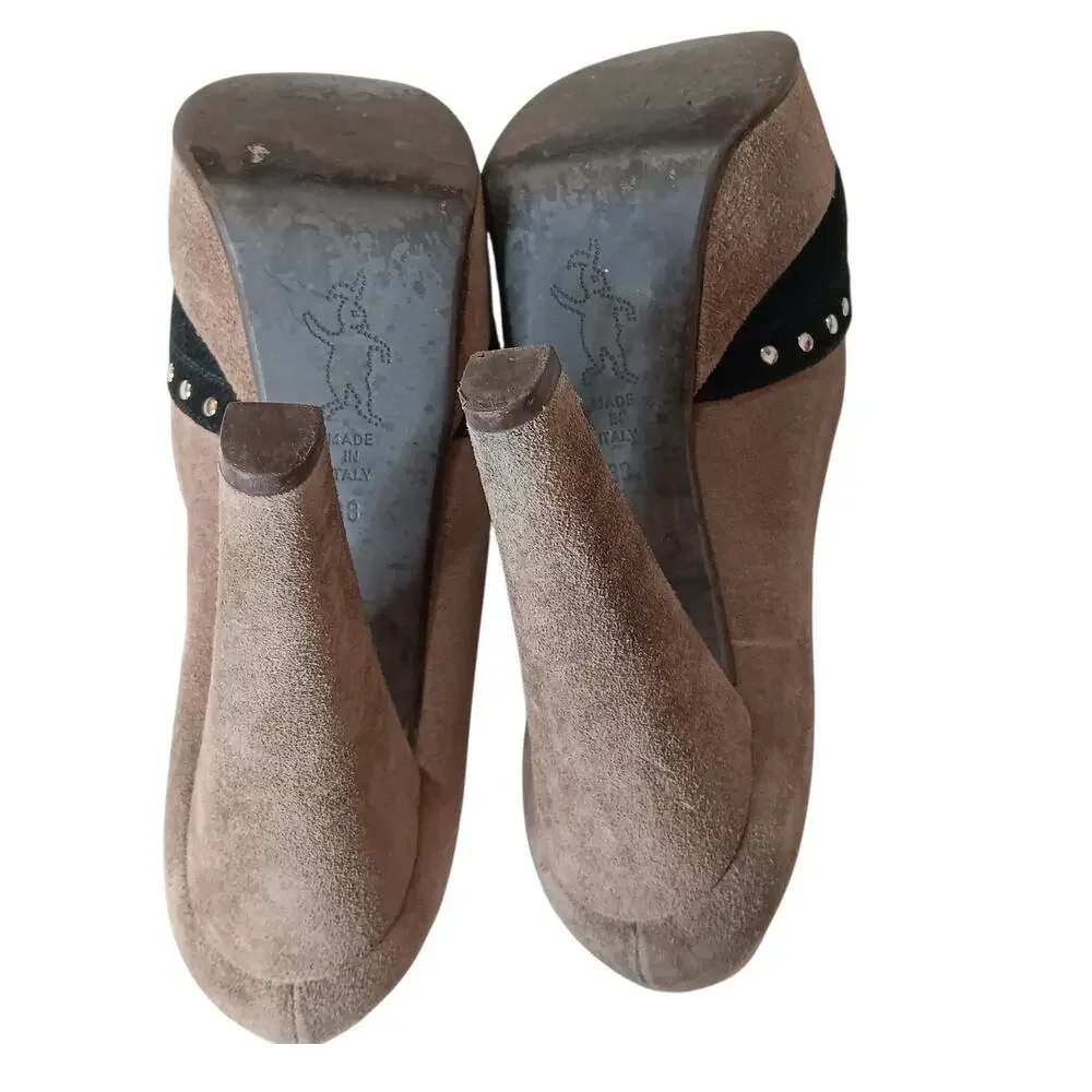 Retro Y2K Marni Platform Studded Suede High Heels 38 Punk Avant‎ Garde Coquette